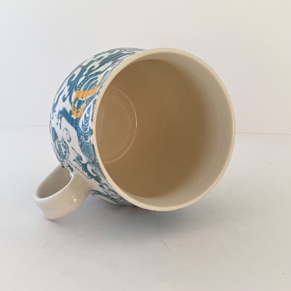 Anthropologie Homegrown Letter b Monogram Mug Green Floral Yellow Initial B NEW - Picture 9 of 13